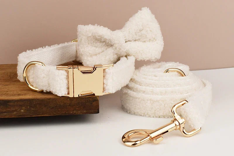 Teddy Bow Collar And Leash Vintage Set