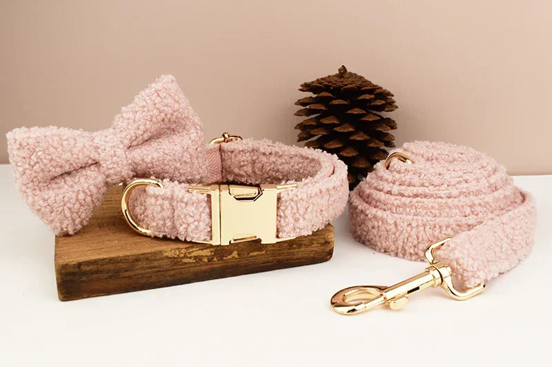 Teddy Bow Collar And Leash Vintage Set